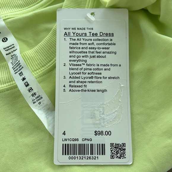 NWT Lululemon All Yours Tee Dress Crispin Green Size 4 NEW - Picture 4 of 12